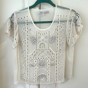 Lovers + Friends Daycation White Beaded Top, Size M